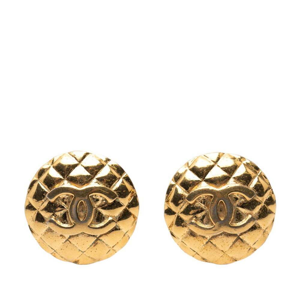 CHANEL Authentic Vintage Gold Logo Earrings - Picture 1 of 3